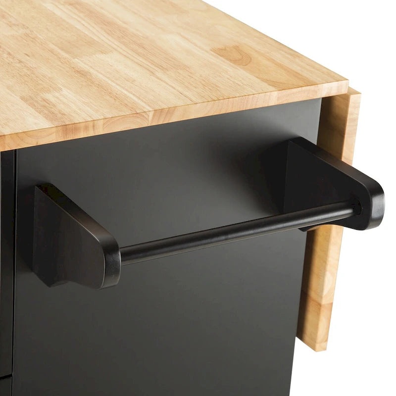 Îlot de cuisine mobile et desserte, avec plateau extensible en bois d'hévéa et 3 tiroirs - 53,93 cm (L) x 17 cm (l) x 36,22 cm (H)