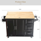 Îlot de cuisine mobile et desserte, avec plateau extensible en bois d'hévéa et 3 tiroirs - 53,93 cm (L) x 17 cm (l) x 36,22 cm (H)