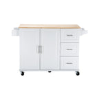 Îlot de cuisine mobile et desserte, avec plateau extensible en bois d'hévéa et 3 tiroirs - 53,93 cm (L) x 17 cm (l) x 36,22 cm (H)