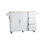 Îlot de cuisine mobile et desserte, avec plateau extensible en bois d'hévéa et 3 tiroirs - 53,93 cm (L) x 17 cm (l) x 36,22 cm (H)
