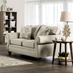 Ensemble de canapés 2 pièces Chetbert, style transitionnel, recouvert de tissu crème, par Furniture of America