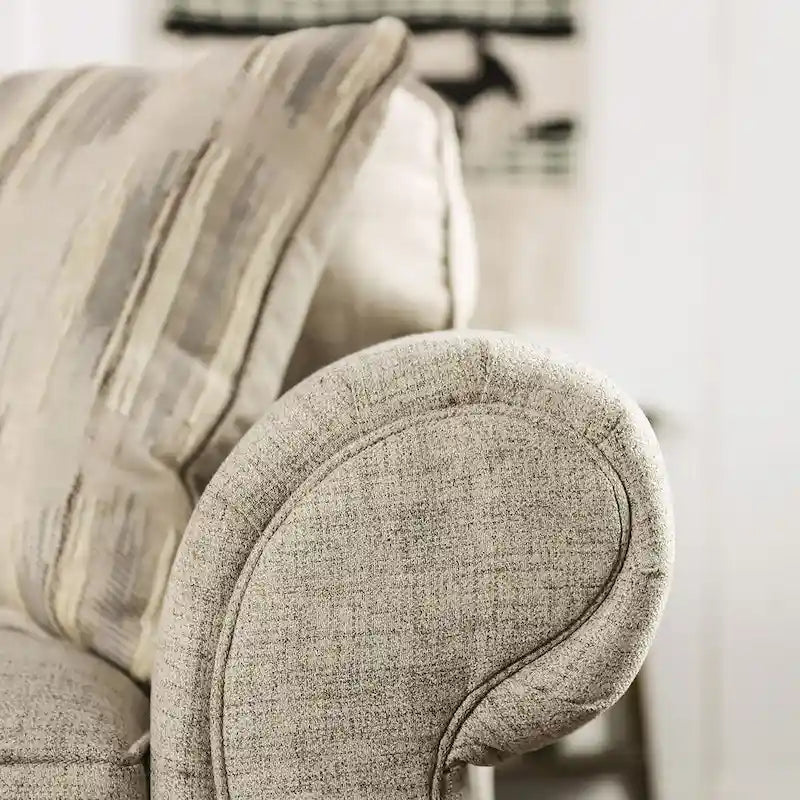 Ensemble de canapés 2 pièces Chetbert, style transitionnel, recouvert de tissu crème, par Furniture of America