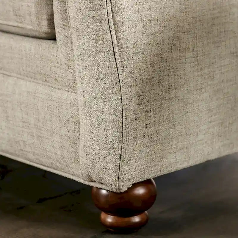 Ensemble de canapés 2 pièces Chetbert, style transitionnel, recouvert de tissu crème, par Furniture of America