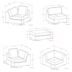 Ensemble canapé d'angle modulaire et pouf WyndenHall Marlee en tissu chenille velouté haute performance