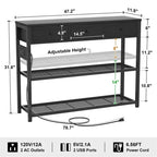 Table d'entrée 47 avec prises électriques et ports USB - 11,8 cm (P) x 47,2 cm (L) x 31,8 cm (H)