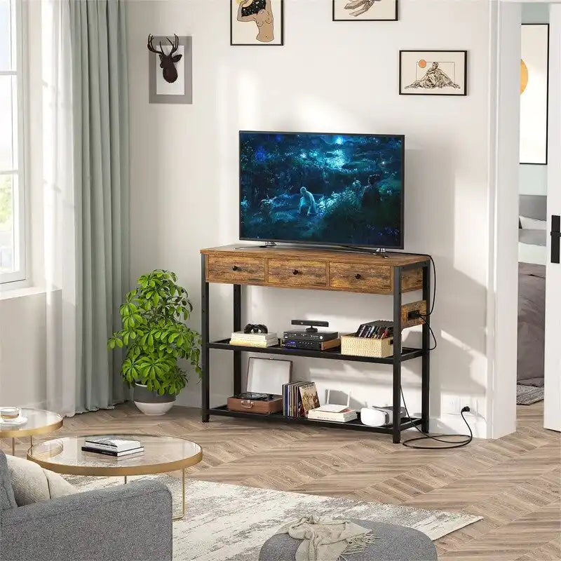 Table d'entrée 47 avec prises électriques et ports USB - 11,8 cm (P) x 47,2 cm (L) x 31,8 cm (H)