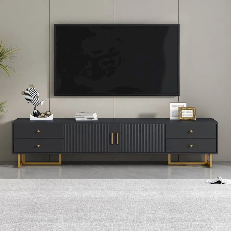 Meuble TV pour téléviseur de plus de 65 pouces, console multimédia TV, meuble TV moderne avec rangement, meuble console TV pour salon