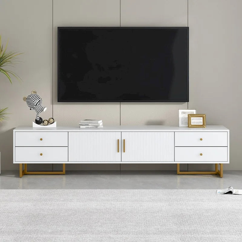 Meuble TV pour téléviseur de plus de 65 pouces, console multimédia TV, meuble TV moderne avec rangement, meuble console TV pour salon
