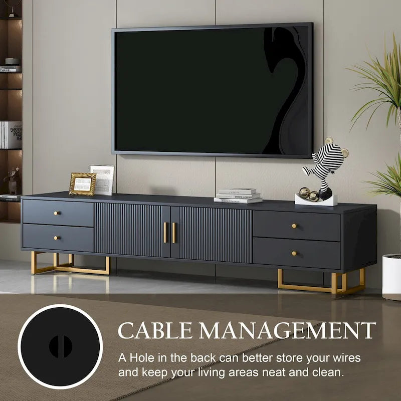 Meuble TV pour téléviseur de plus de 65 pouces, console multimédia TV, meuble TV moderne avec rangement, meuble console TV pour salon