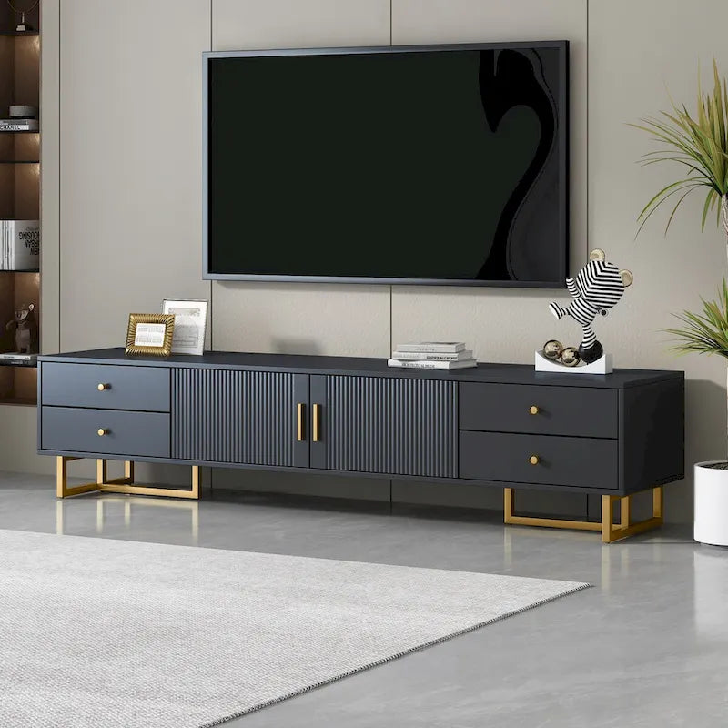 Meuble TV pour téléviseur de plus de 65 pouces, console multimédia TV, meuble TV moderne avec rangement, meuble console TV pour salon