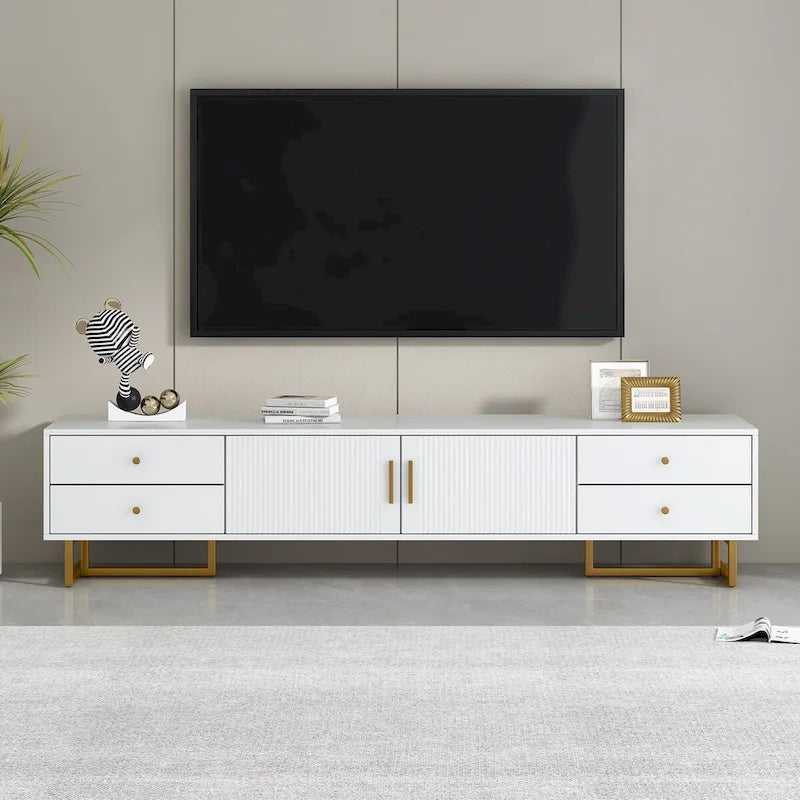 Meuble TV pour téléviseur de plus de 65 pouces, console multimédia TV, meuble TV moderne avec rangement, meuble console TV pour salon