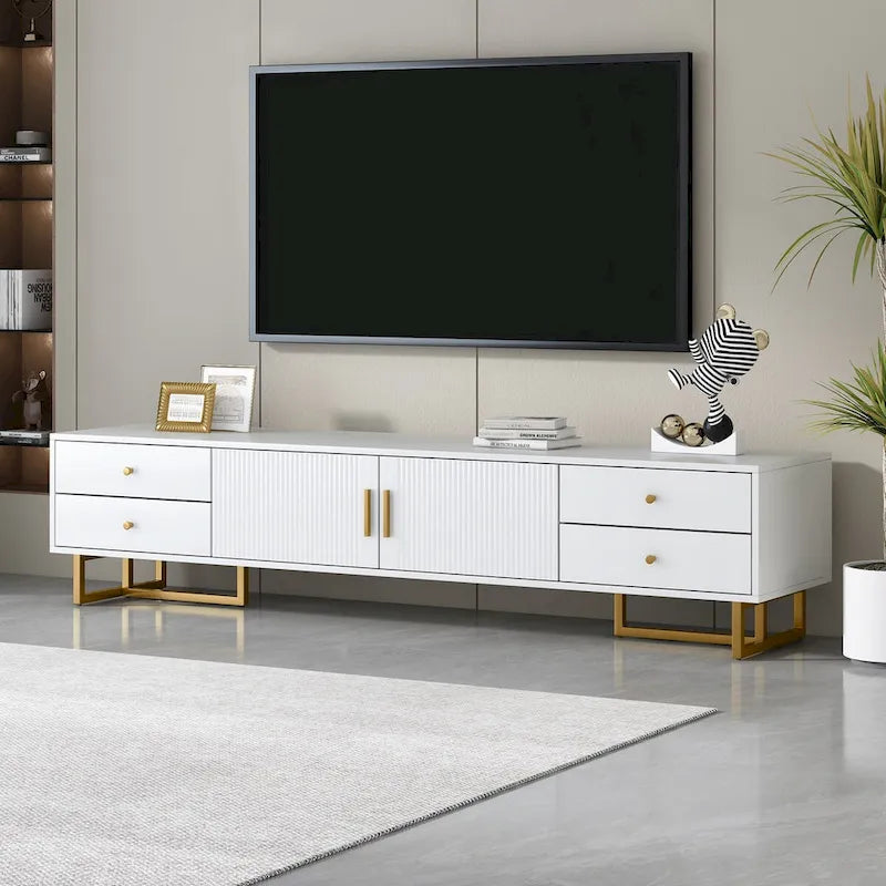 Meuble TV pour téléviseur de plus de 65 pouces, console multimédia TV, meuble TV moderne avec rangement, meuble console TV pour salon