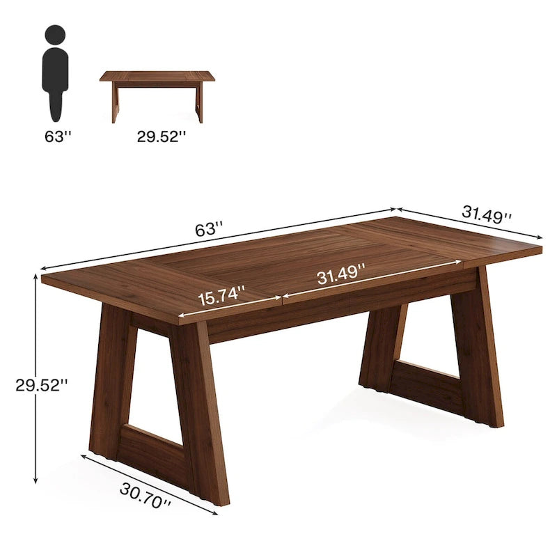 Table de salle à manger rectangulaire de 160 cm (63 pouces) - Marron