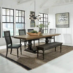 Ensemble de table à tréteaux 6 pièces Harvest Home avec tableau noir