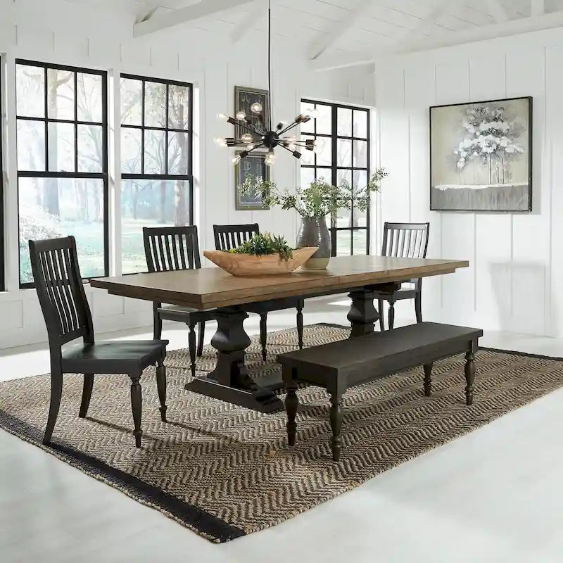 Ensemble de table à tréteaux 6 pièces Harvest Home avec tableau noir