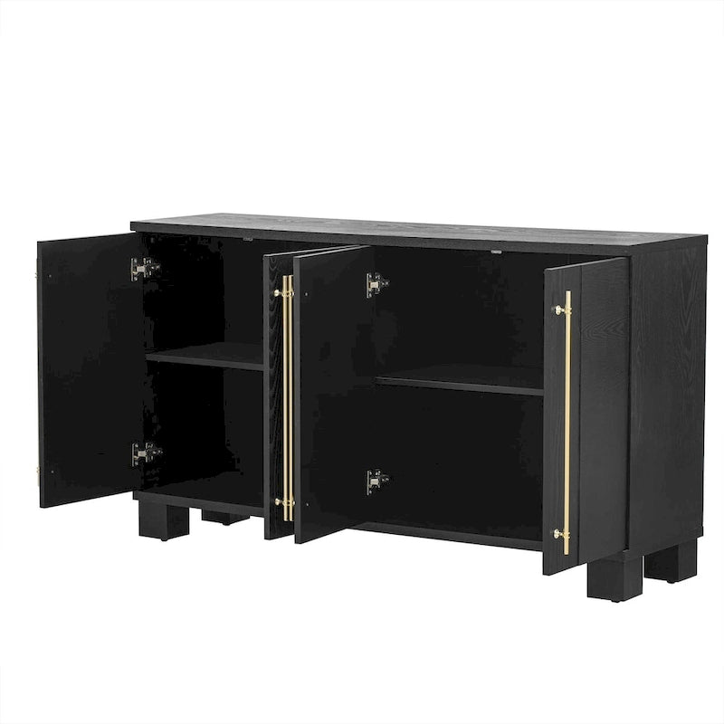 Buffet traditionnel en bois avec étagères réglables
