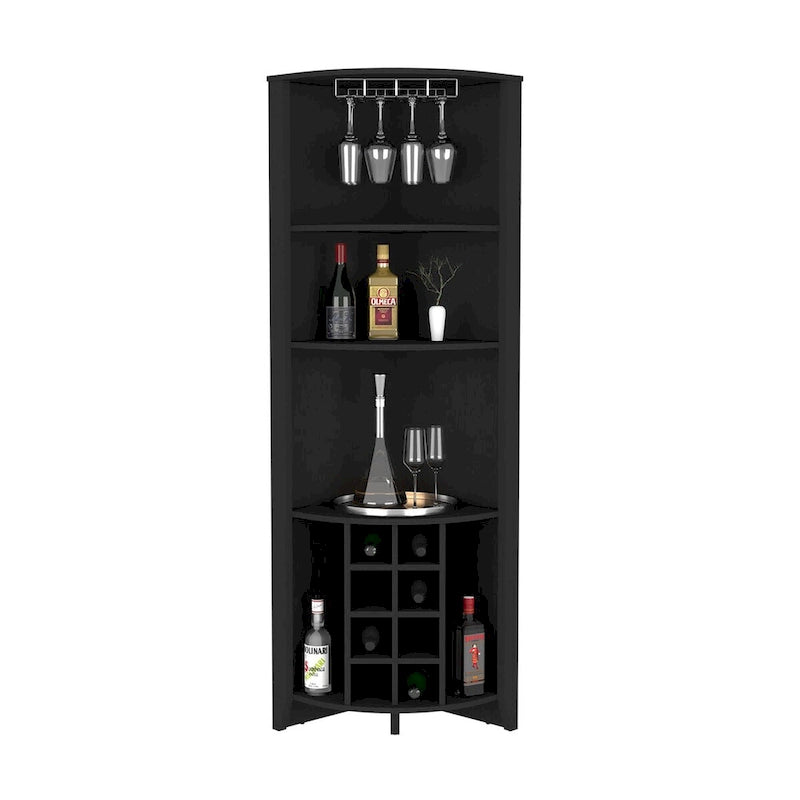Meuble bar d'angle pour cuisine, salle à manger, salon, noir