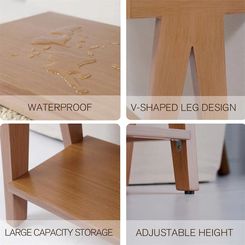 Console moderne en bois avec rangement et étagère ouverte