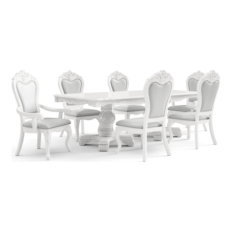 Ensemble de table à manger extensible 7 pièces en bois massif traditionnel Eugene de Furniture of America