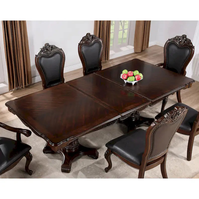 Ensemble de table à manger extensible 7 pièces en bois massif traditionnel Eugene de Furniture of America