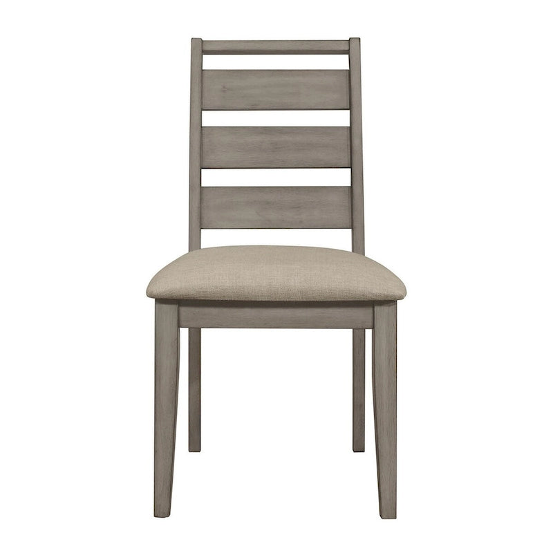 Ensemble de 2 chaises de salle à manger Rie de 63,5 cm (25 pouces), dossier à barreaux gris, assise rembourrée en tissu grège.