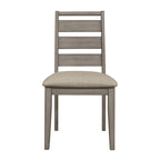 Ensemble de 2 chaises de salle à manger Rie de 63,5 cm (25 pouces), dossier à barreaux gris, assise rembourrée en tissu grège.