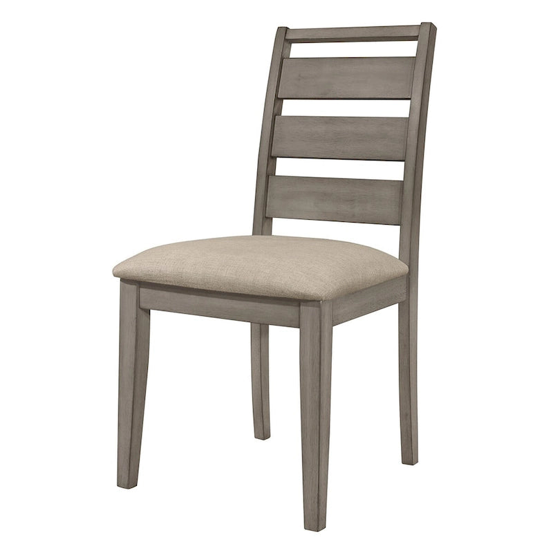 Ensemble de 2 chaises de salle à manger Rie de 63,5 cm (25 pouces), dossier à barreaux gris, assise rembourrée en tissu grège.