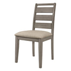 Ensemble de 2 chaises de salle à manger Rie de 63,5 cm (25 pouces), dossier à barreaux gris, assise rembourrée en tissu grège.