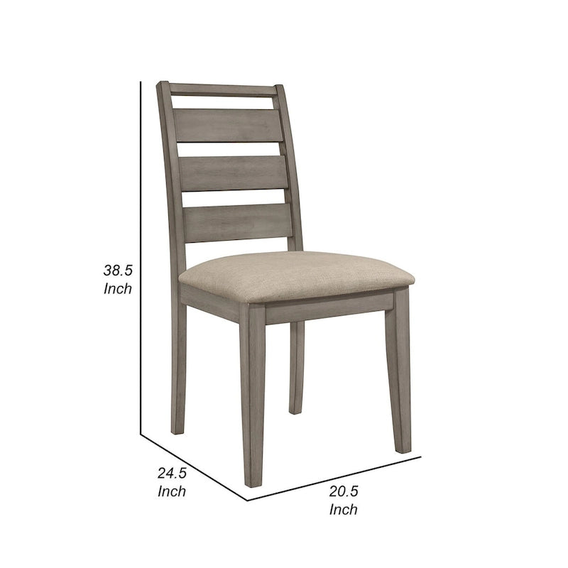 Ensemble de 2 chaises de salle à manger Rie de 63,5 cm (25 pouces), dossier à barreaux gris, assise rembourrée en tissu grège.