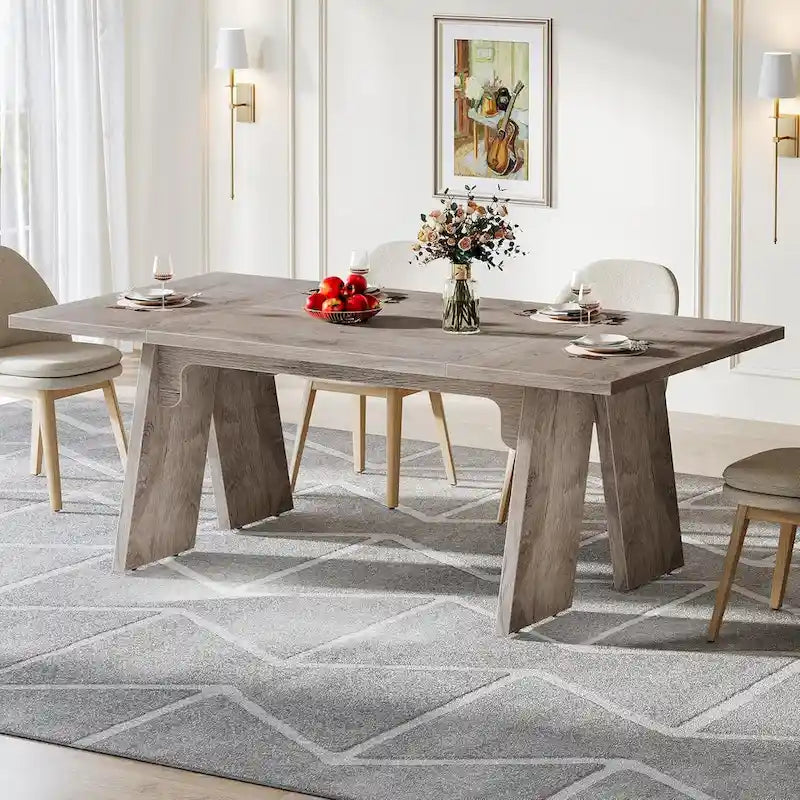 Table de salle à manger rectangulaire de style campagnard (71 pouces) pour 6 personnes