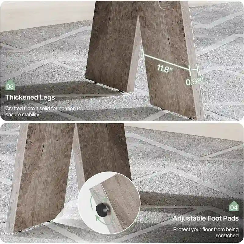 Table de salle à manger rectangulaire de style campagnard (71 pouces) pour 6 personnes