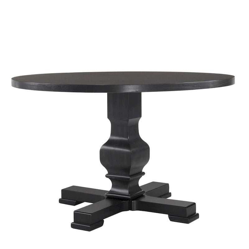 Table de salle à manger HomeRoots 47 avec pied central arrondi en bois massif noir