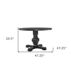 Table de salle à manger HomeRoots 47 avec pied central arrondi en bois massif noir