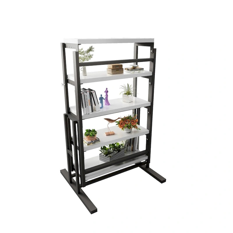 Table de salle à manger convertible multifonctionnelle en acajou massif, étagère de table gain de place amovible pour la maison et le studio, finition blanche