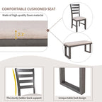 Ensemble de salle à manger de style campagnard 5 pièces comprenant une table rectangulaire et une chaise.