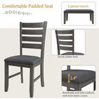 Ensemble de salle à manger de style campagnard 5 pièces comprenant une table rectangulaire et une chaise.