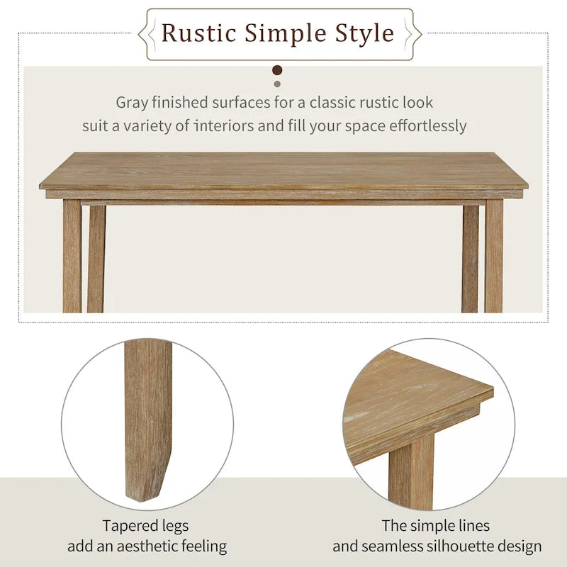 Ensemble de salle à manger de style campagnard 5 pièces comprenant une table rectangulaire et une chaise.