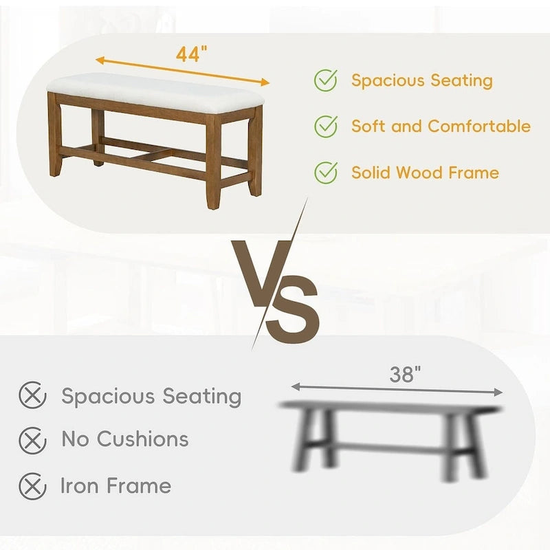 Ensemble de table à manger extensible 6 pièces style ferme avec étagère intégrée