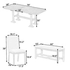 Ensemble de table à manger extensible 6 pièces style ferme avec étagère intégrée