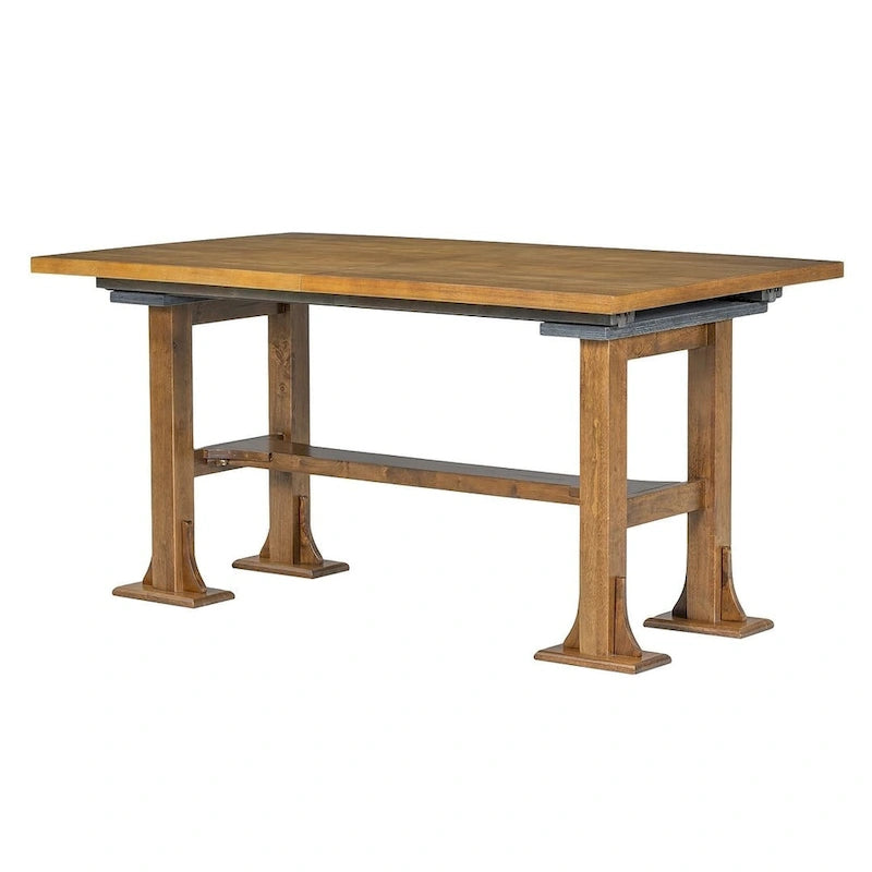 Ensemble de table à manger extensible 6 pièces style ferme avec étagère intégrée