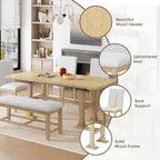 Ensemble de table à manger extensible 6 pièces style ferme avec étagère intégrée