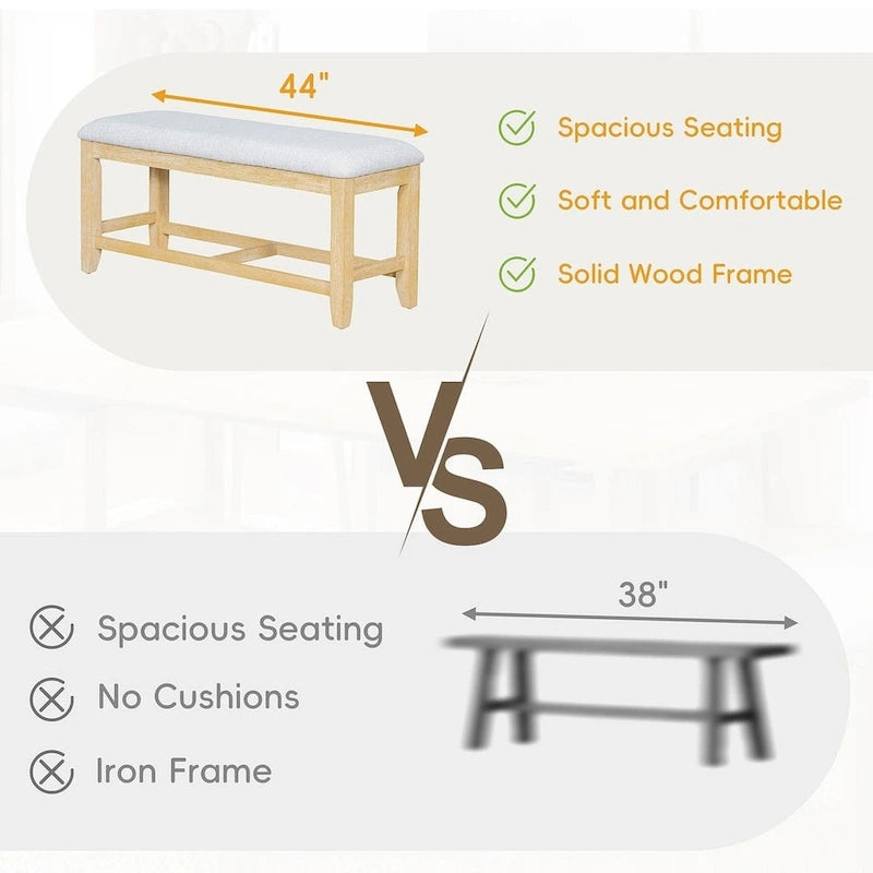 Ensemble de table à manger extensible 6 pièces style ferme avec étagère intégrée