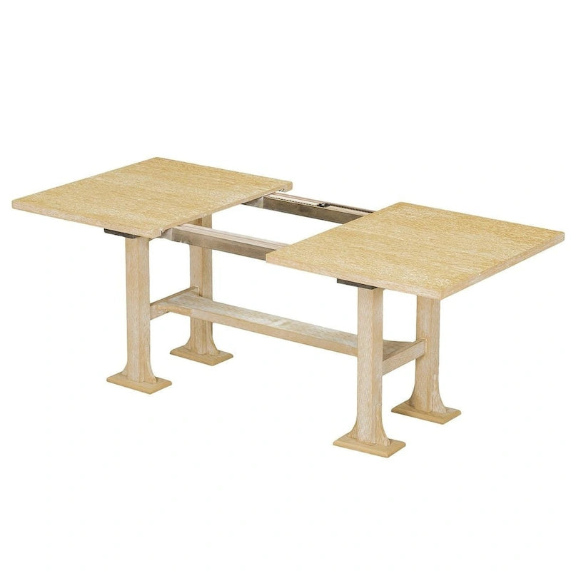 Ensemble de table à manger extensible 6 pièces style ferme avec étagère intégrée