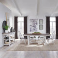 Ensemble de table à tréteaux 5 pièces style ferme, blanc et bois