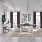 Ensemble de table à tréteaux 5 pièces style ferme, blanc et bois