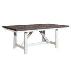 Ensemble de table à tréteaux 5 pièces style ferme, blanc et bois