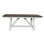 Ensemble de table à tréteaux 5 pièces style ferme, blanc et bois