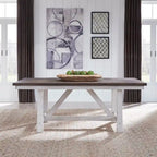 Ensemble de table à tréteaux 5 pièces style ferme, blanc et bois