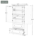 Armoire de rangement haute pour salle de bain avec deux portes et tiroirs