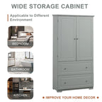 Armoire de rangement haute pour salle de bain avec deux portes et tiroirs
